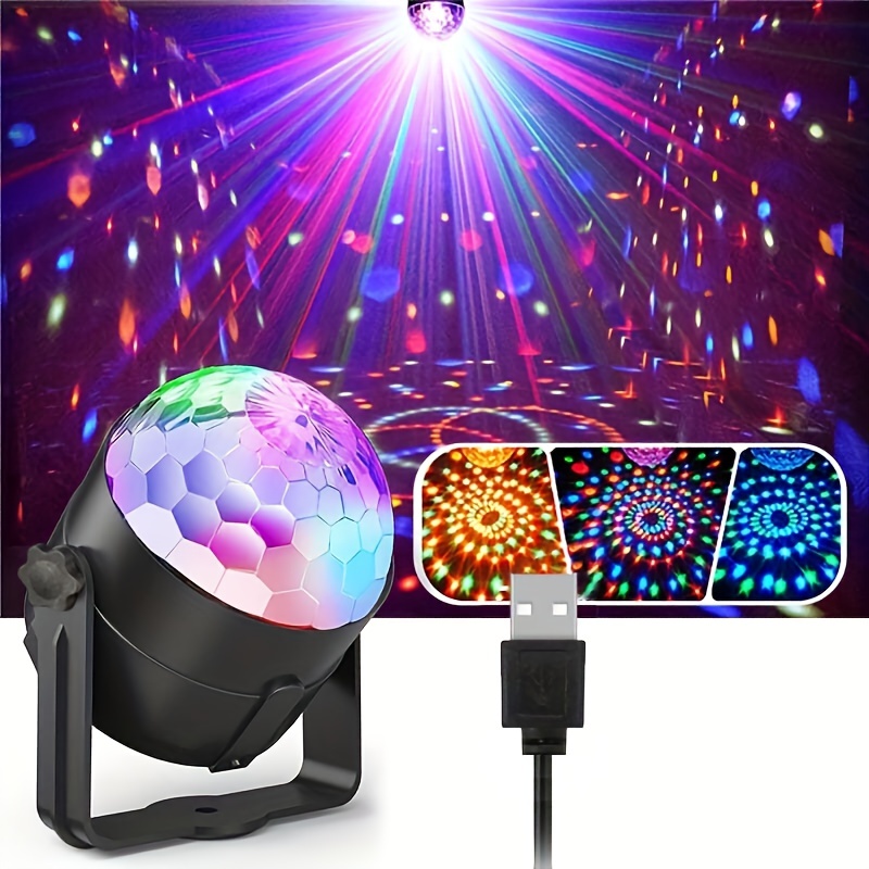 1pc LED Magic Ball Stage Light, RGB DJ Party Disco Light, 7 Colors,  Voice-activated Rotating Light, Suitable For Family KTV Wedding Dance  Performance