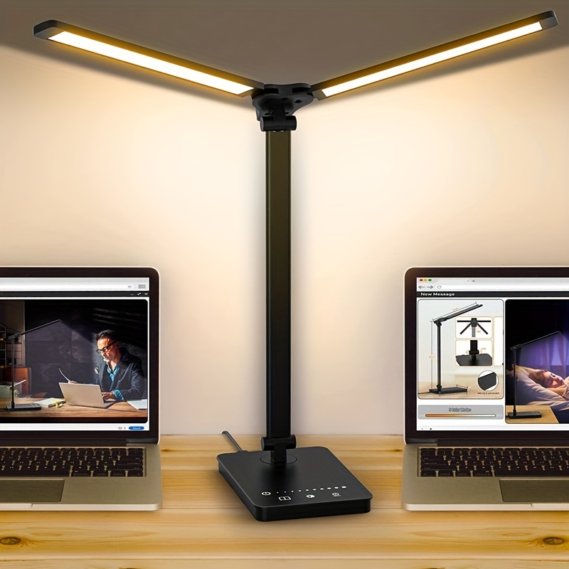 Double Head Led Lamp Adjustable Foldable Desk Lamp Home - Temu Canada
