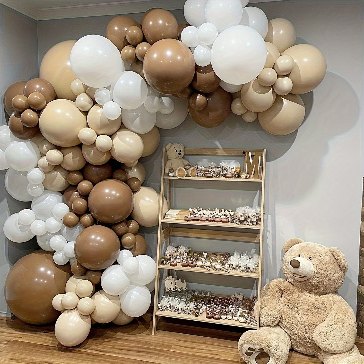 

125pcs, Brown Balloons Garland Arch Kit Coffee Brown Balloons For Teddy Bear Neutral Woodland Wedding Jungle Safari Wild Birthday Party Decorations Easter Gift