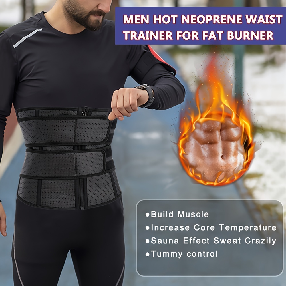 MOLUTAN Men Waist Trainer Trimmer for Weight Loss Tummy Control Compression  Shapewear Body Shaper Sweat Belt Black : : Sports & Outdoors