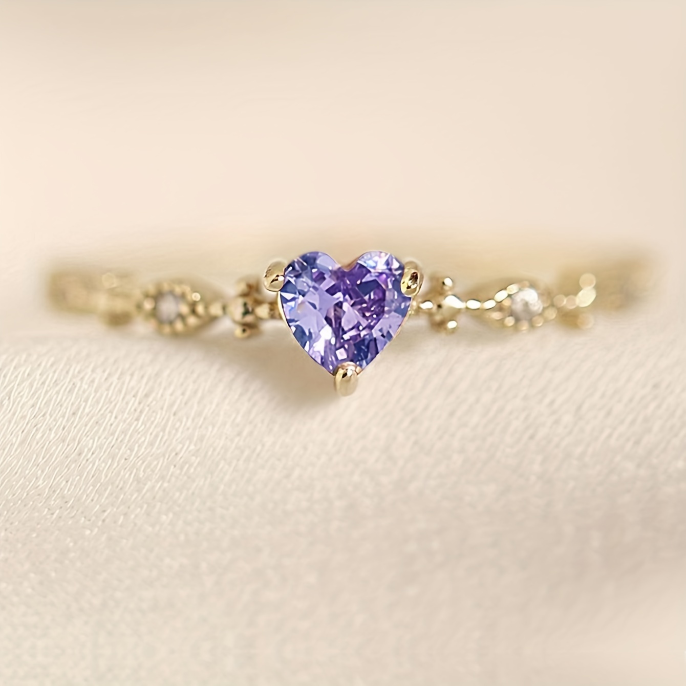 Eternity Heart CZ Ring Rose Tone Daily/Special Occasions