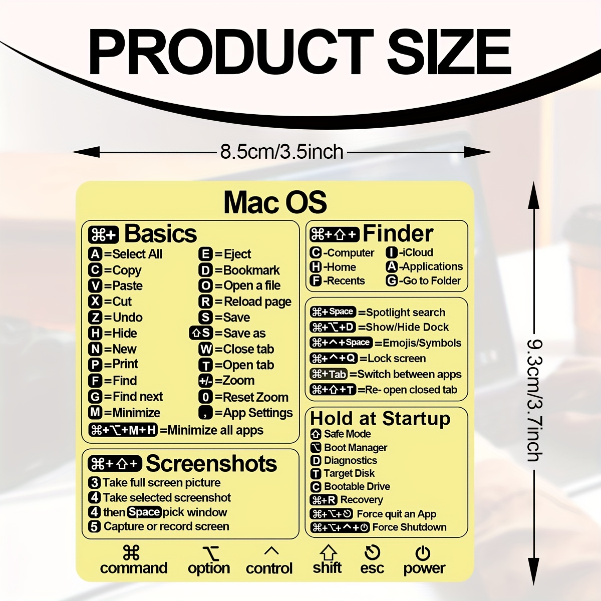 Lot de 2 autocollants de raccourcis Mac OS (M1 + Intel) + Word/Excel,  autocollants de raccourcis clavier pour ordinateur portable MacBook,  compatible