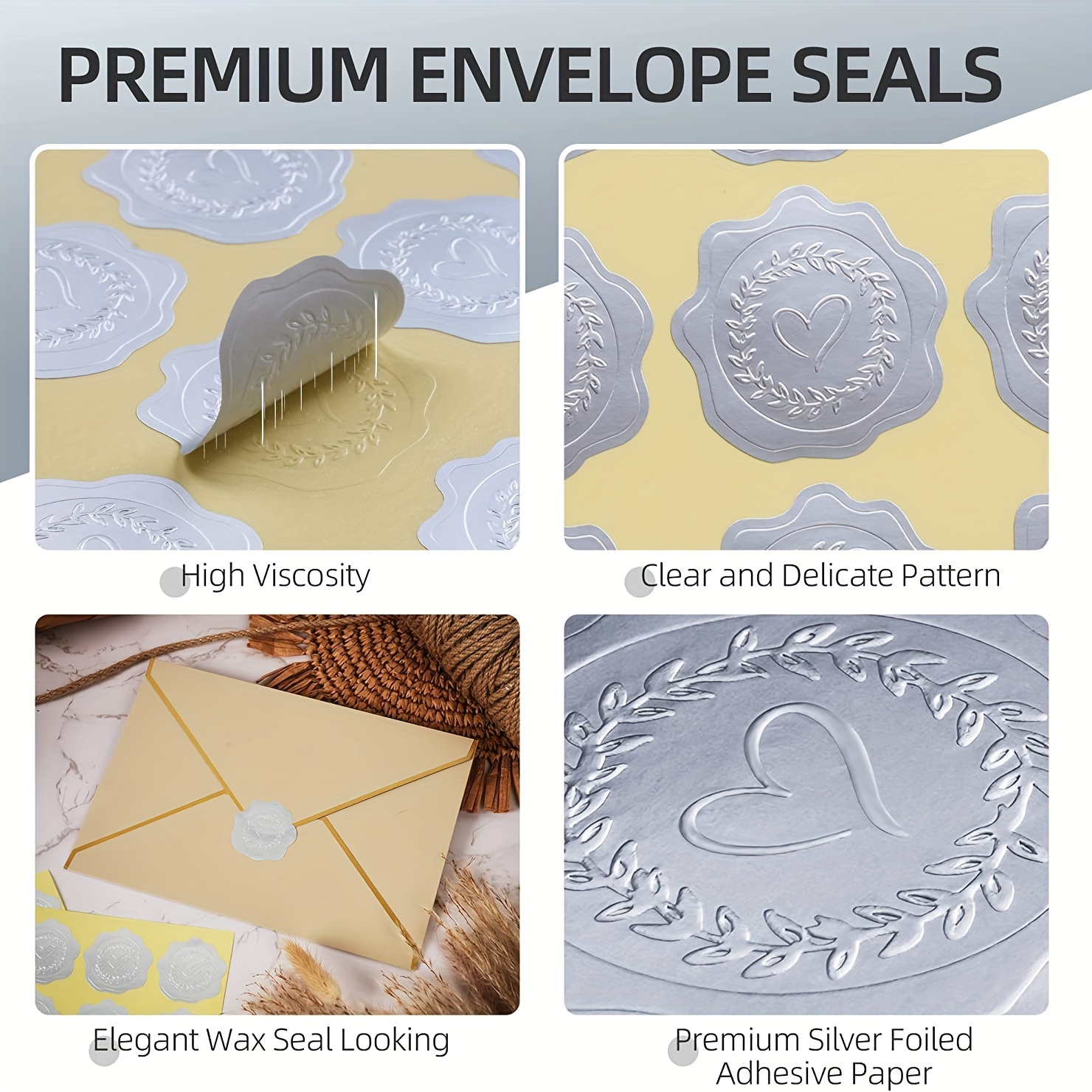 100pcs Gold Embossed Heart Envelope Seals Stickers For Wedding  Invitations,Party Favors,Greeting Cards,Gift Packaging .etc (Gold,  Self-Adhesive)