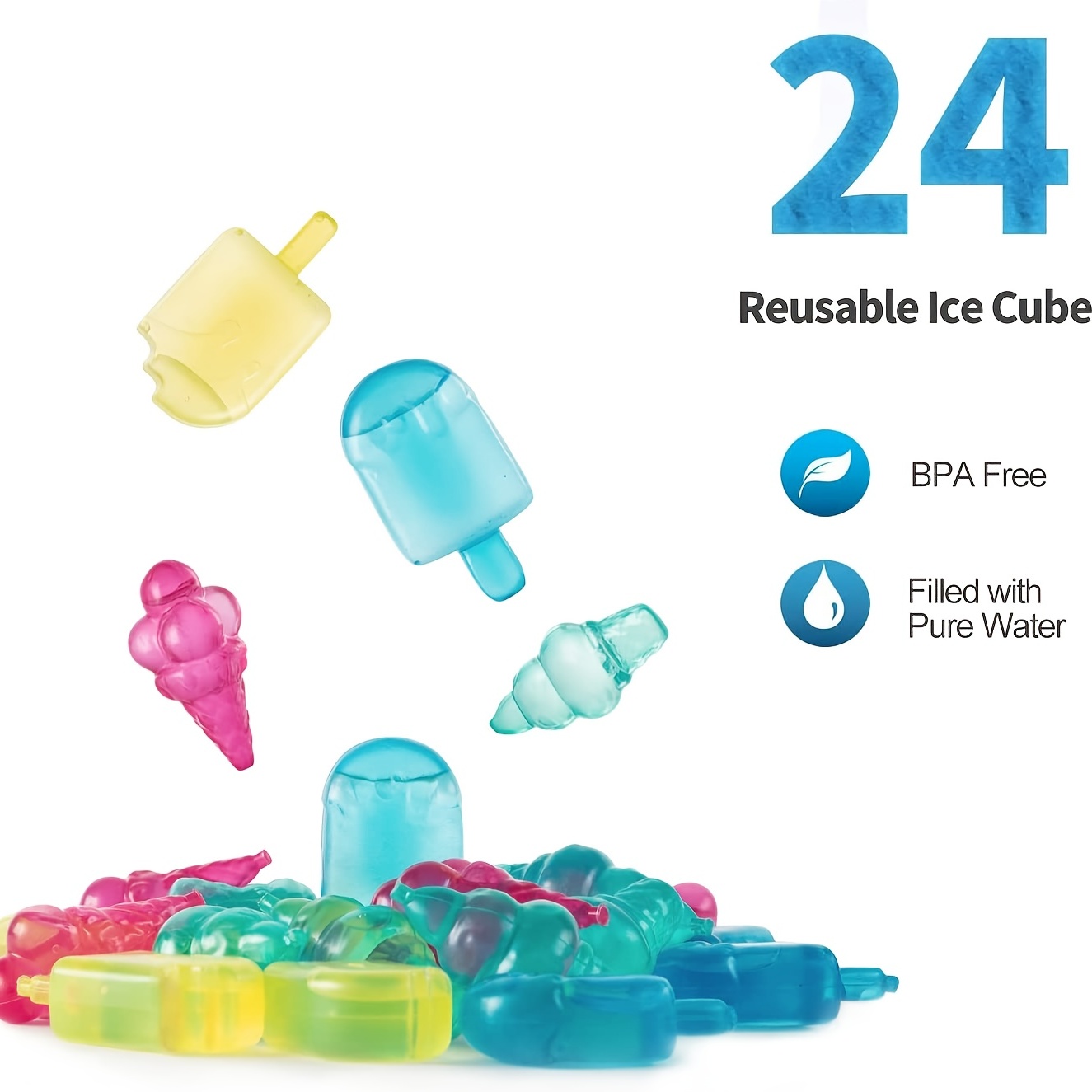 24Pcs Glacons Réutilisables Glaçon en Plastique Glaçon de Fête