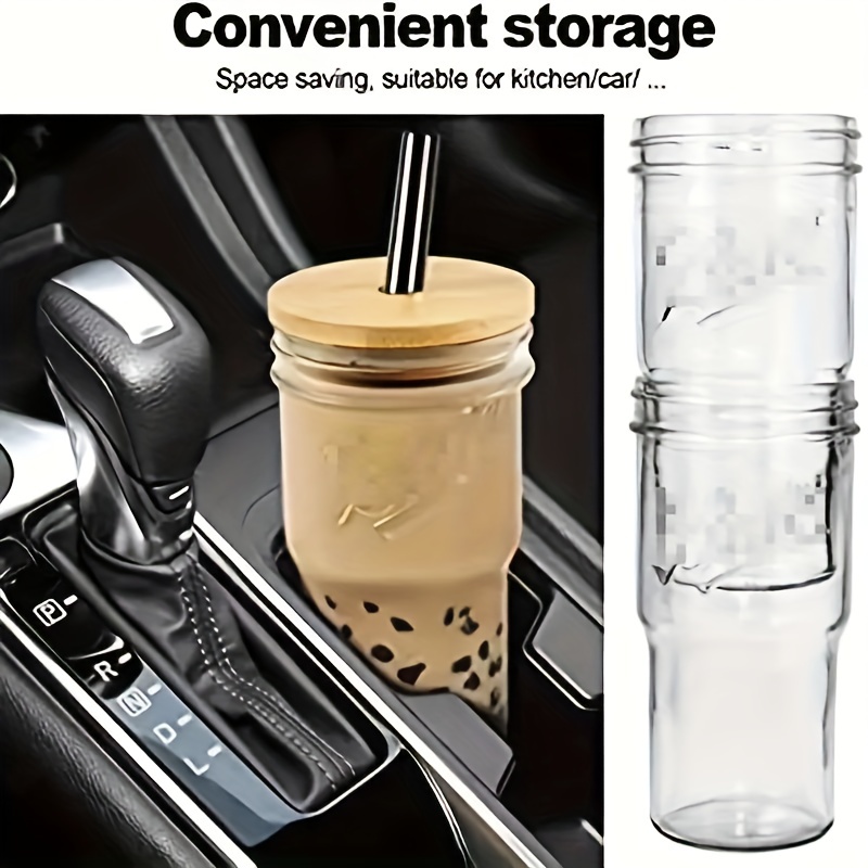 12mm Straw Glass Coffee Tumbler with Bamboo Lid Eco Friendly