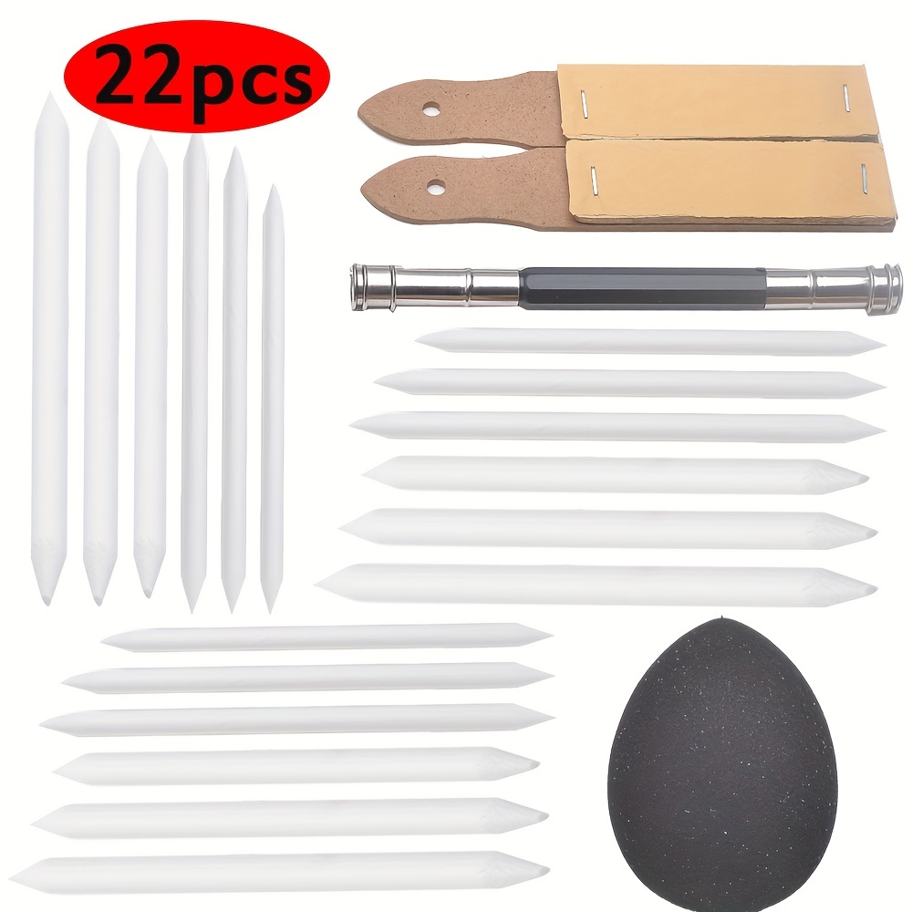 24 Pieces Blending Stumps and Tortillions Set with 2 Pcs Sandpaper Pencil  Sharpener 1 Pencil Extension Tool 1 Eraser for Art Blenders Student Sketch  Drawing kit