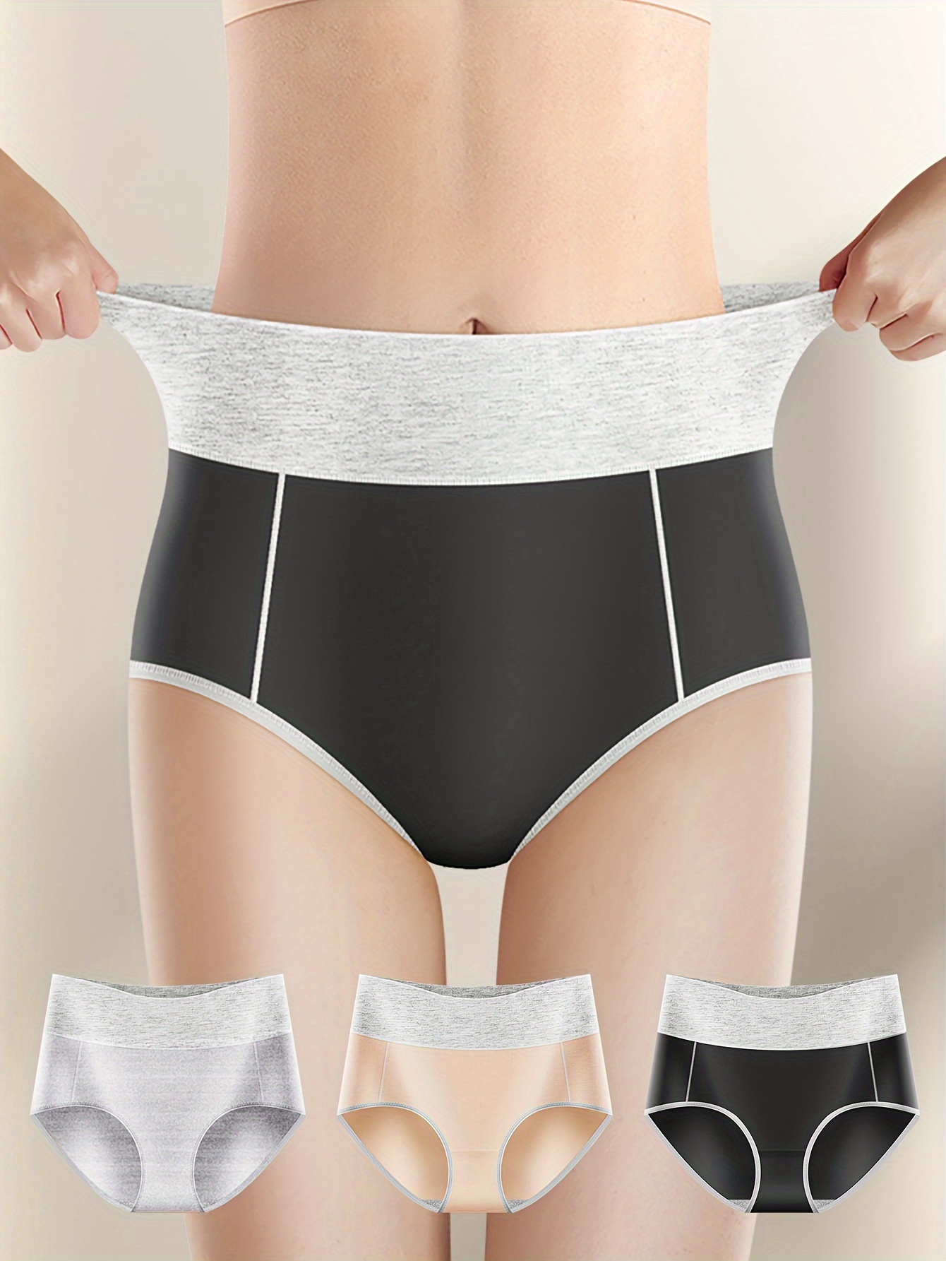 4pcs Colorblock Briefs, Comfy & Breathable Stretchy Intimates Panties,  Women's Lingerie & Underwear