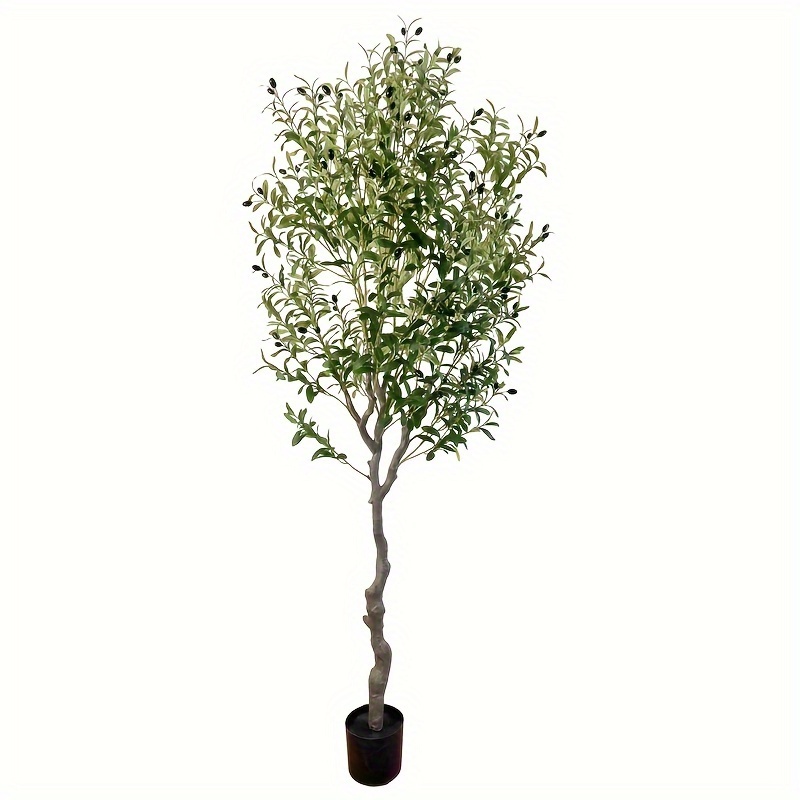 GOFLAME Paquete de 2 olivos artificiales, árbol falso en maceta de 6 pies  para decoración de interiores y exteriores, ramas de olivo y frutas