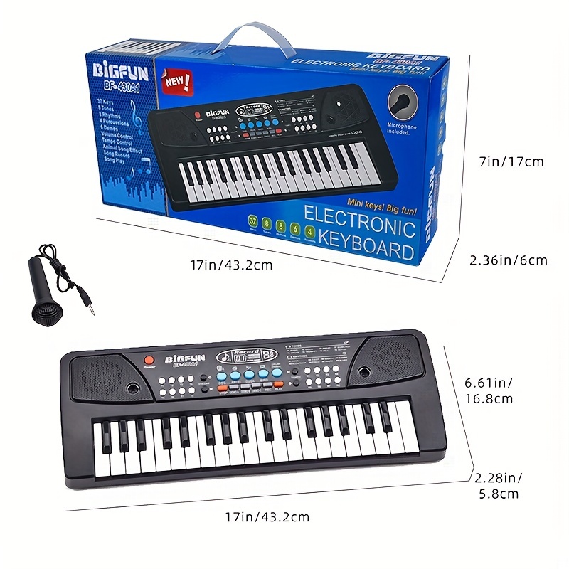 Piano électronique avec mini clavier,HUIOP Piano Electronique avec Mini  Clavier Clavier Electronique 37 Touches Piano Piano pour Enfants Bleu,Piano