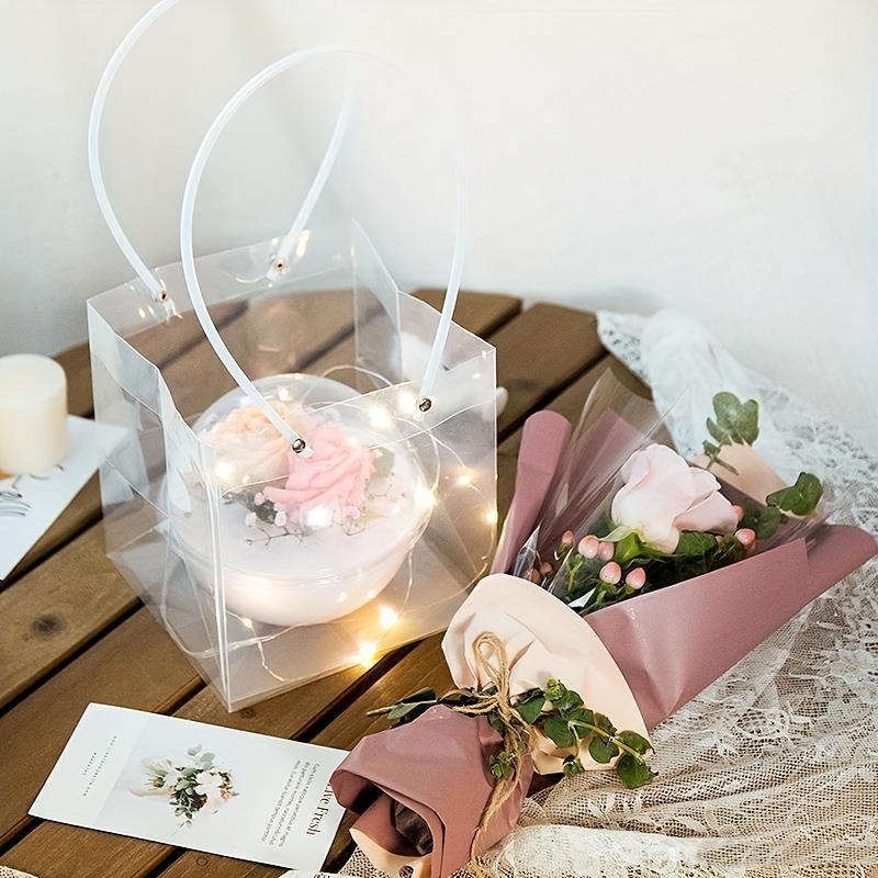 Transparent Boxes Bouquet Flowers, Transparent Wedding Gift Bag