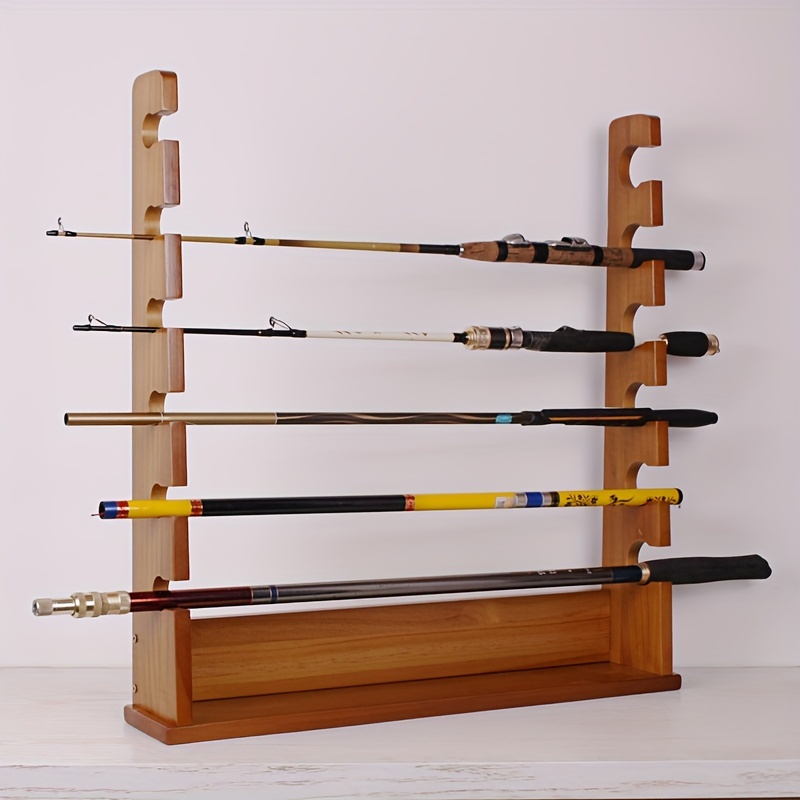 1pc Fishing Rod Organizer, Solid Wood Rod Holder, Fishing Rod Display Rack  For Garage