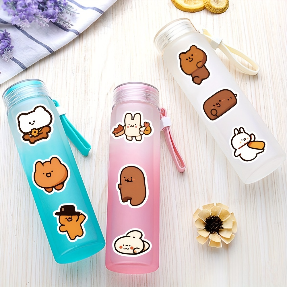 Cute Korean Stickers for Water Bottles, 100pcs/Pack Small Kawaii Stickers,  Vinyl Waterproof Aesthetic Stickers, Kawaii Bear Stickers for Laptop Phone