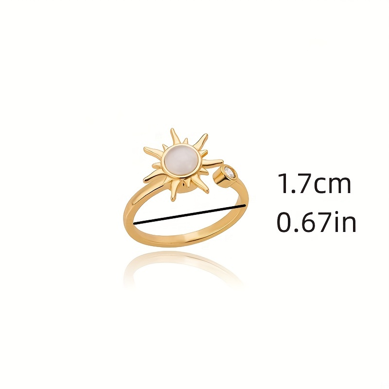 Women's Rotating Sun Opal Adjustable Ring, Stainless Steel