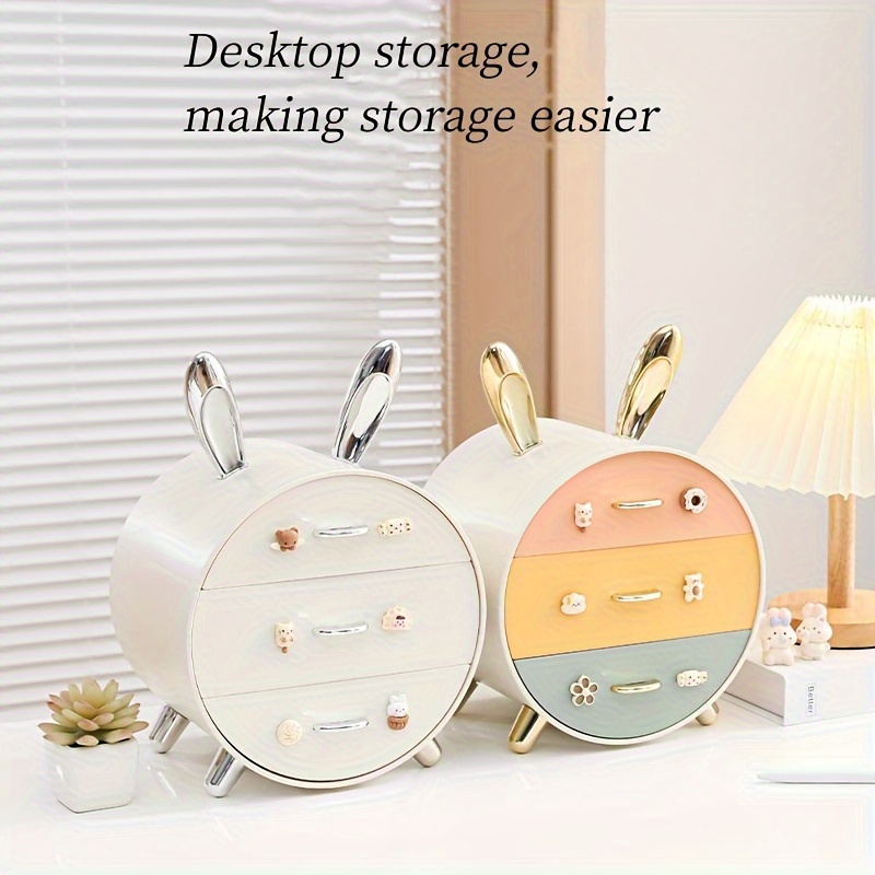 Cute Storage Box Desktop Cosmetics Organizer Drawer Rabbit - Temu