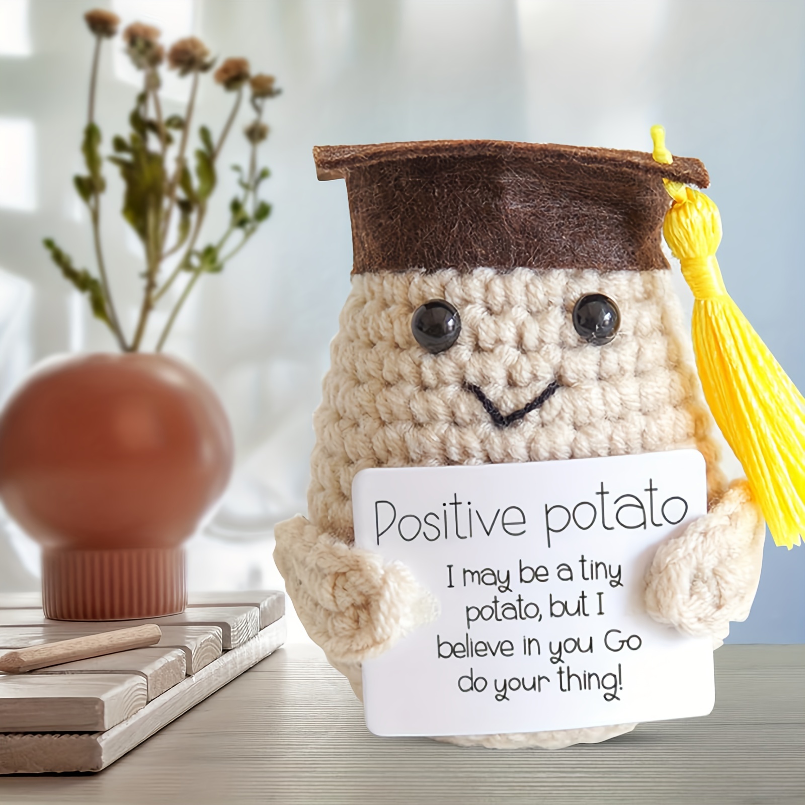  utosday Funny Positive Potato, 3 inch Cute Crochet Positive  Potato Doll with Positive Card, Wool Knitting Emotional Support Positive  Life Potato for Christmas Ornaments Gift Room Decor : Toys & Games
