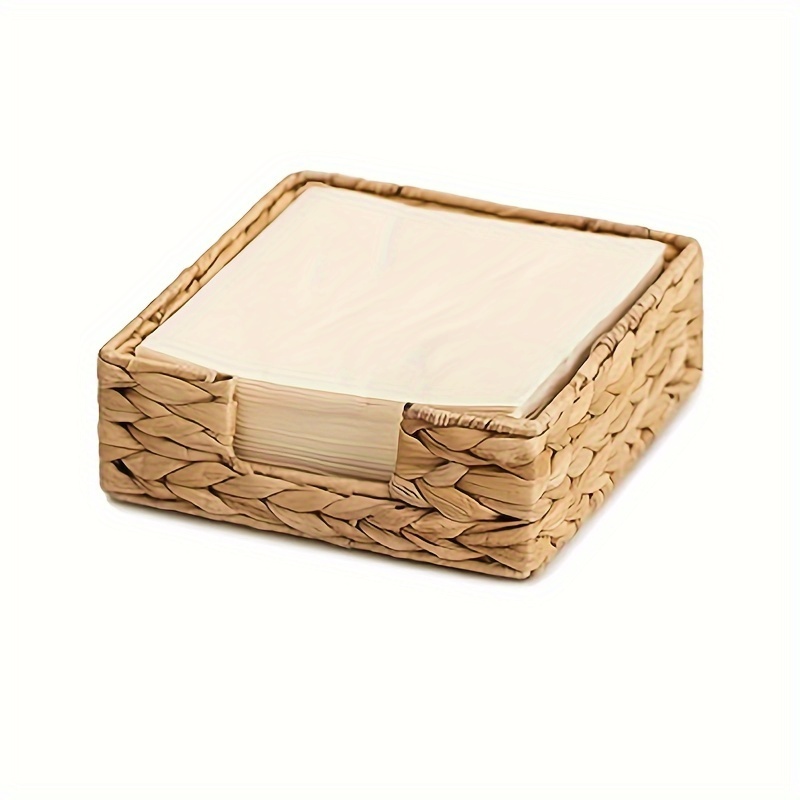 

1pc Water Hyacinth Napkin Holder, Wicker Baskets And Serving Tray For Kitchen, Rattan Napkin Holders For Tables