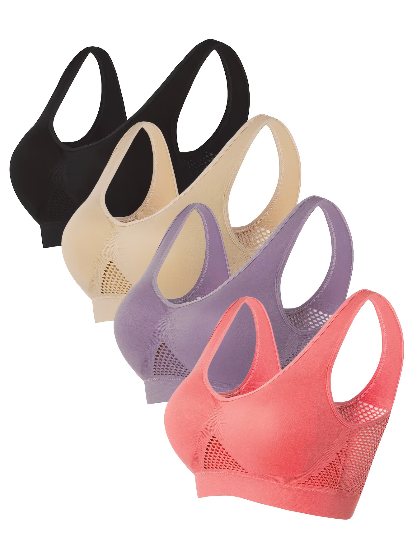 Solid Color Sports Bras Comfy Breathable Elastic Tank Bra - Temu