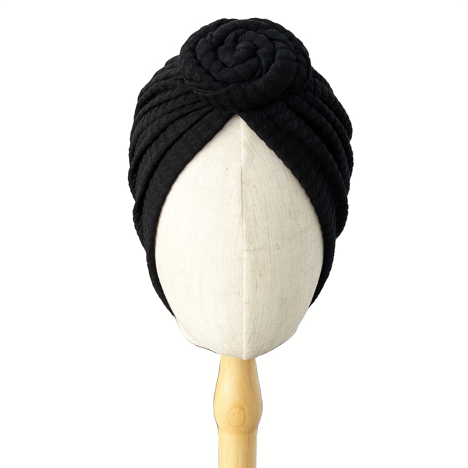 elegant pre tied knot flower turban cap women soft polyester  display picture 3