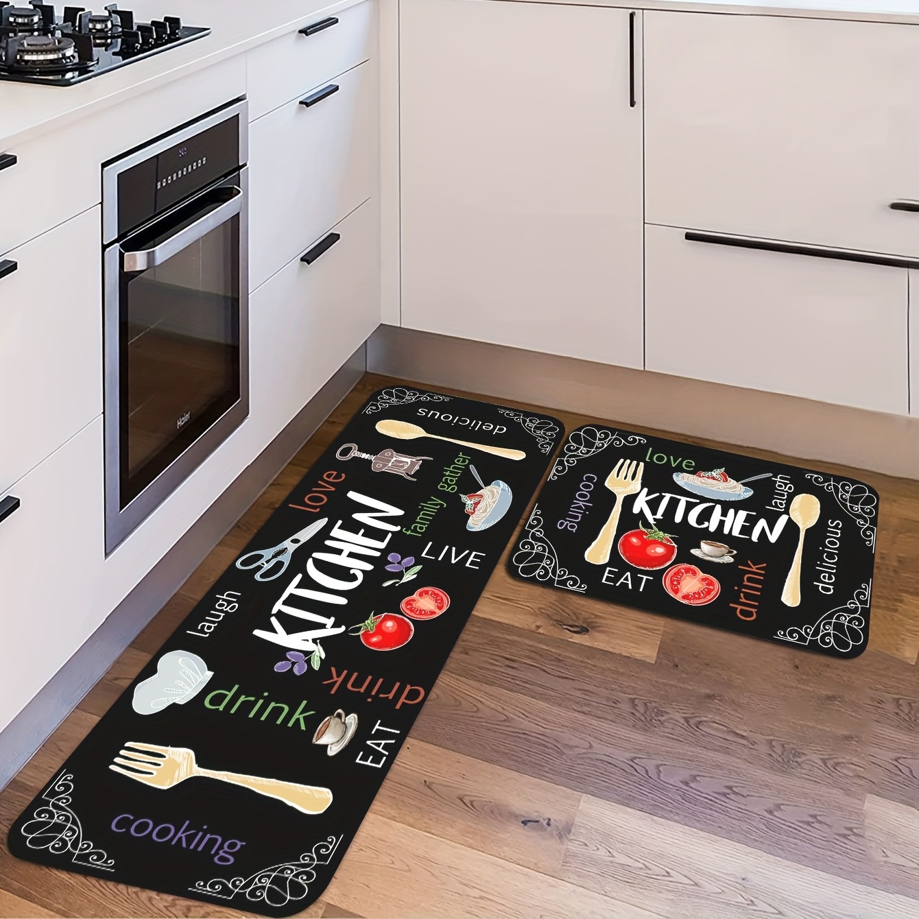 Non Slip Kitchen Rug with Digital Printed Letters
