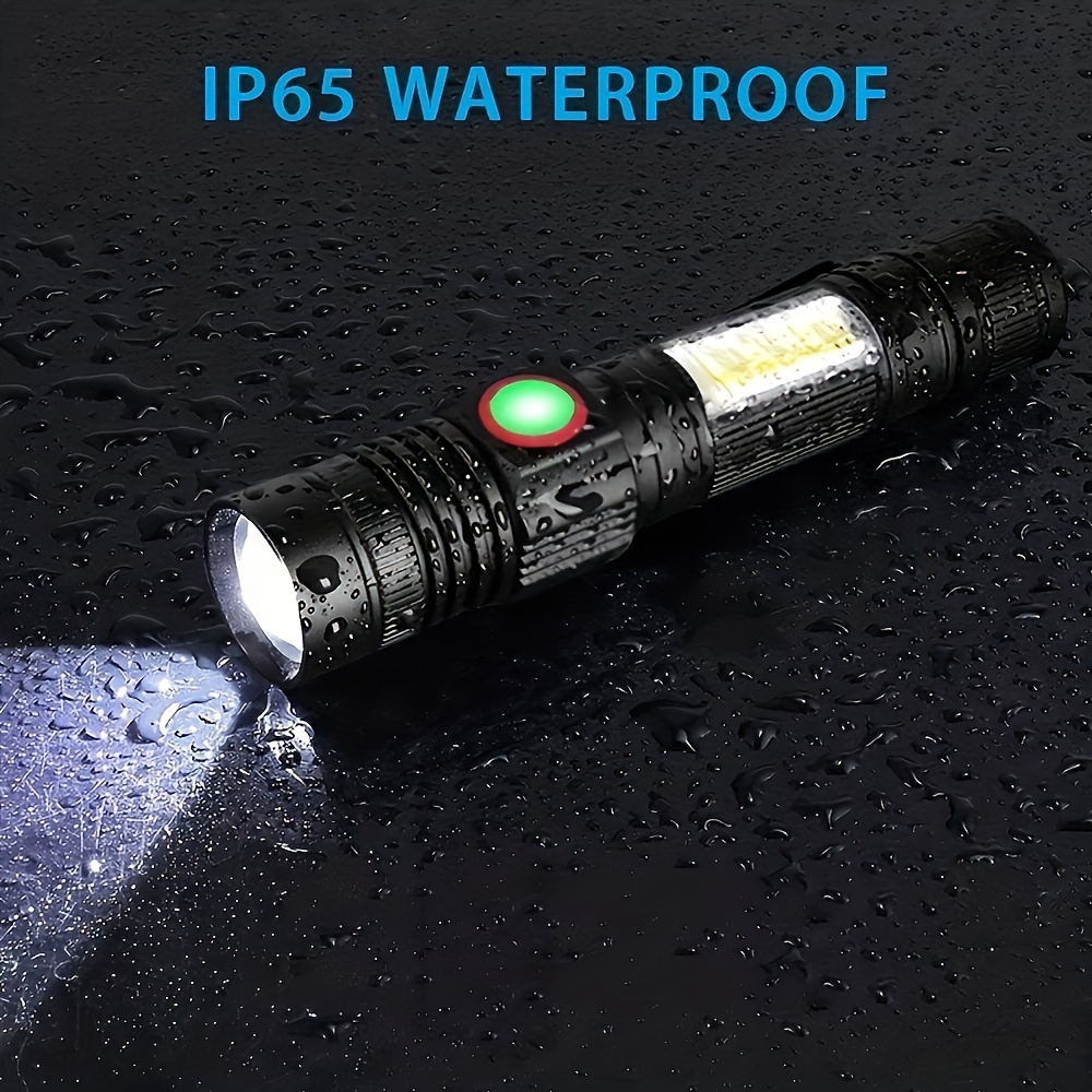 Linternas LED recargables, linterna magnética súper brillante linterna  táctica con luz lateral, recargable por USB, zoom, impermeable, mejor  linterna
