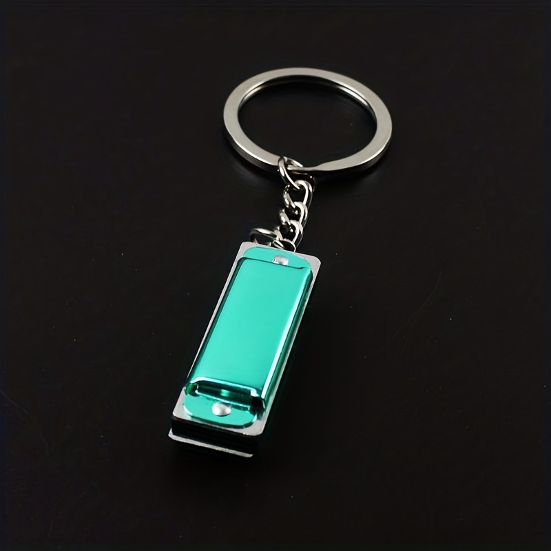 Mini Colorful Harmonica Keychain, Metal Key Ring Pendant