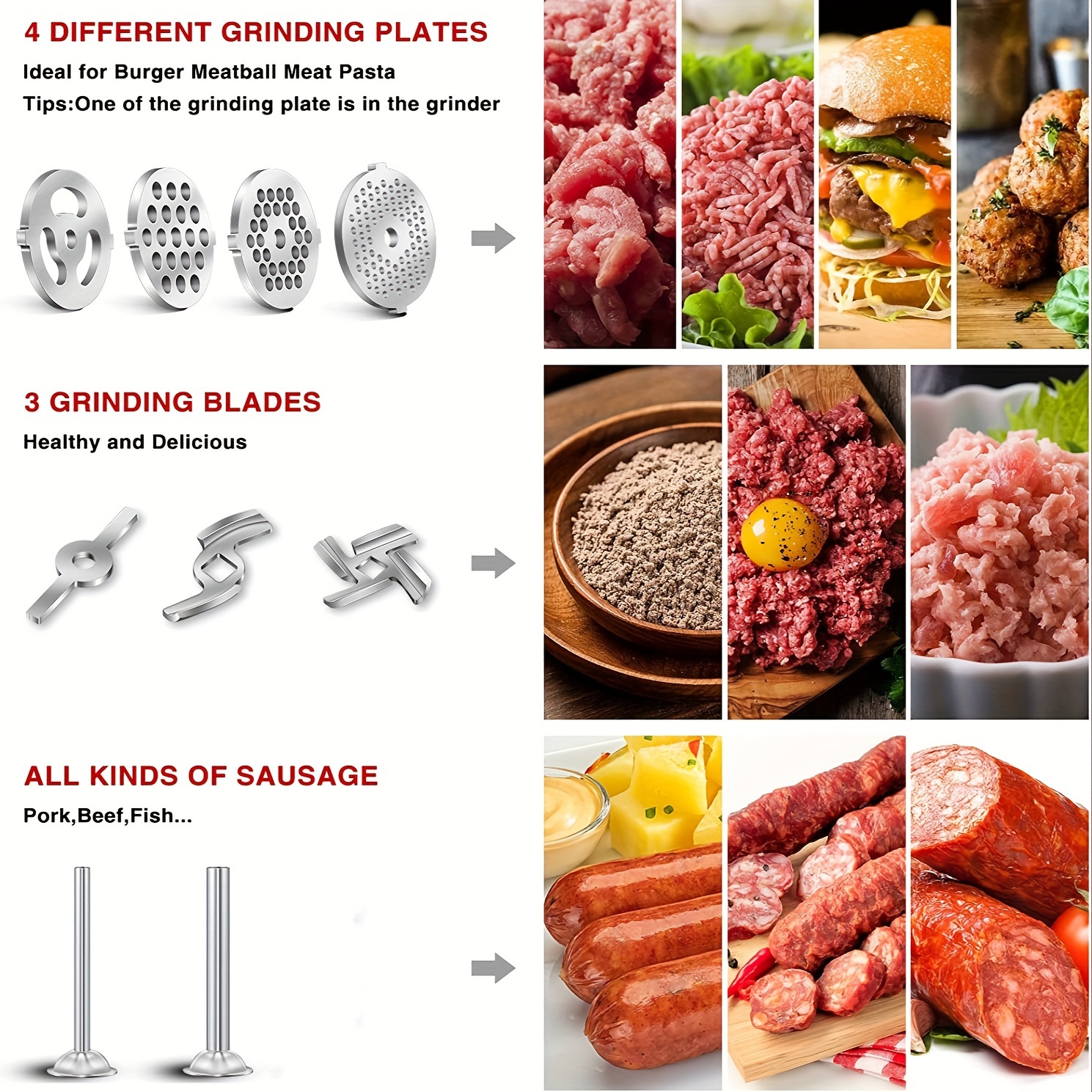 Metal Food Grinder Attachments for KitchenAid Stand Mixers, Durable Meat  Grinder, Sausage Stuffer Attachment Compatible with All KitchenAid Stand  Mixers, includes Two Sausage Stuffer Tubes 