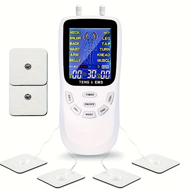 Tens Unit Muscle Stimulator For Pain Relief Therapy, Dual Channels  Electronic Pulse Massager Ems Device With Travel Hard Case - Temu