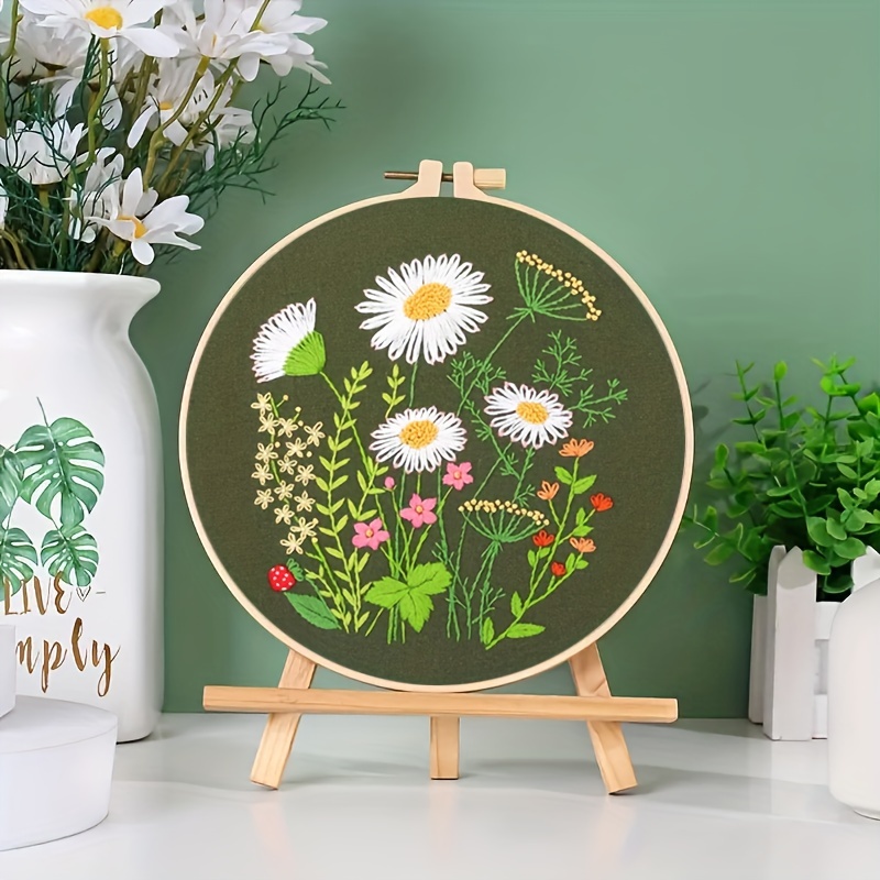 Floral Pattern Embroidery Kit Diy Starter Embroidery Set - Temu