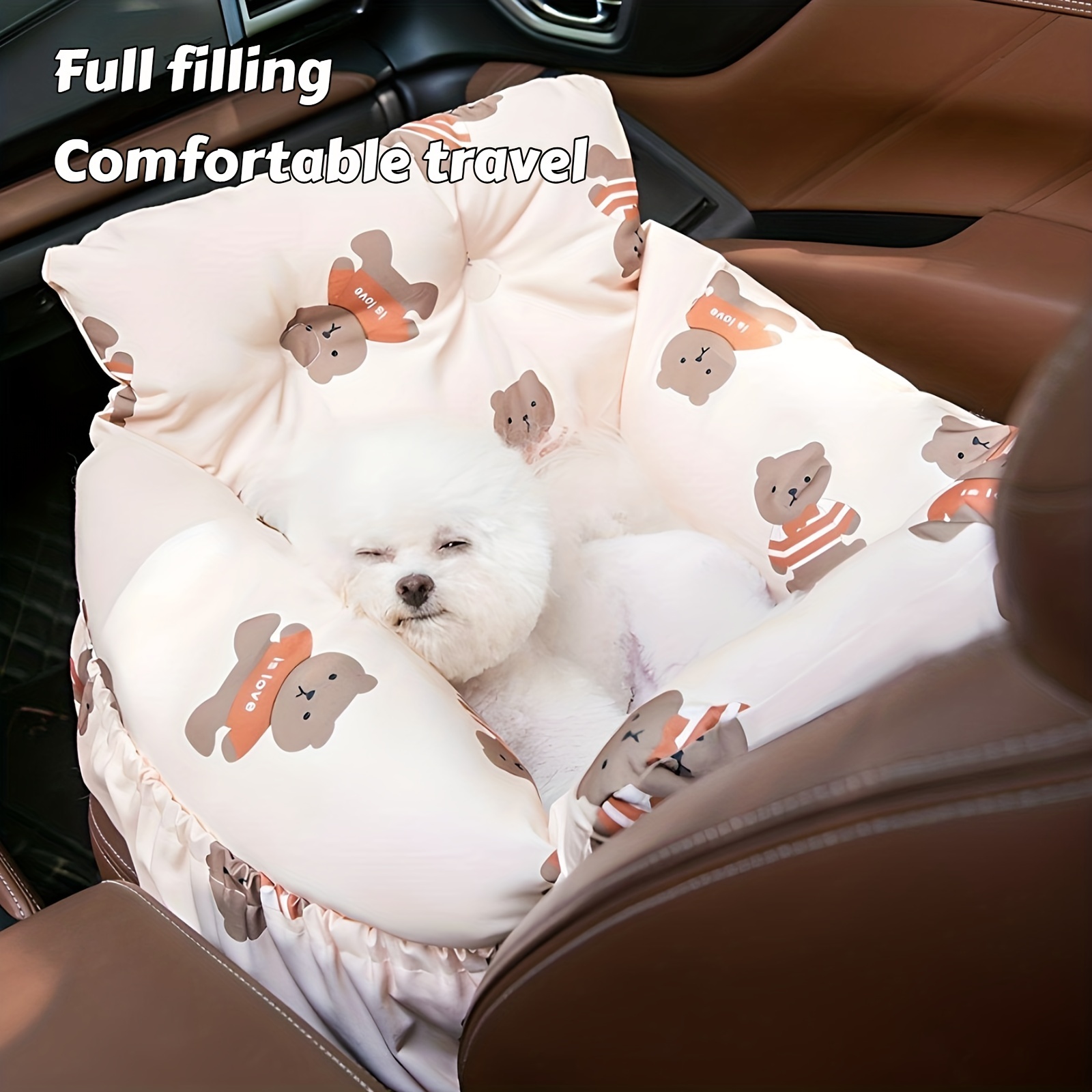 Geometric Pattern Pet Car Seat Basket Washable Dog Booster Pet Car Seat  Washable Travel Dog Cushion - Temu