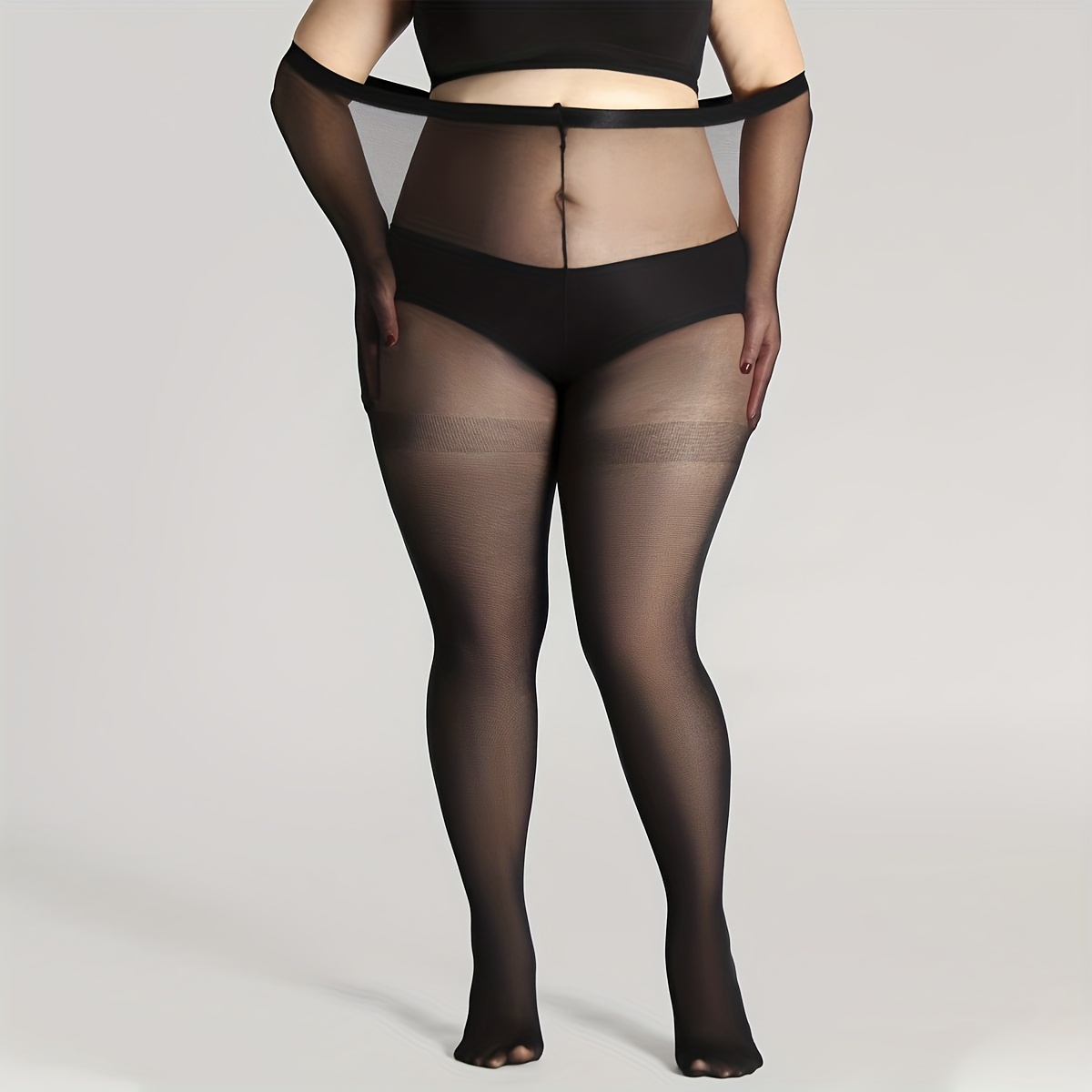 Plus Size Casual Stockings Women's Plus Solid High Stretch - Temu Canada