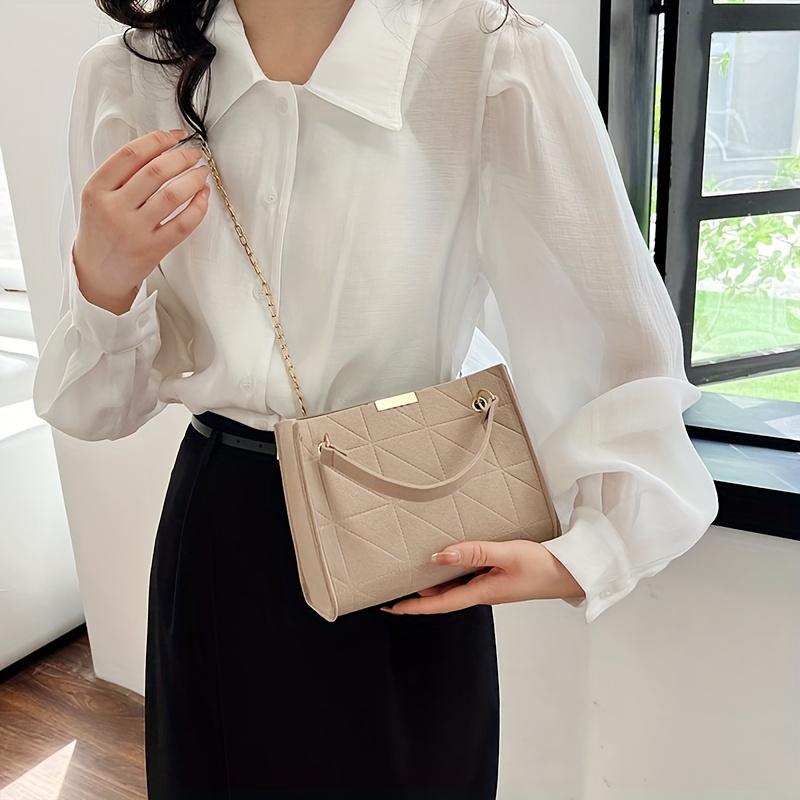 Felt Crossbody Bag Chain Shoulder Handbag