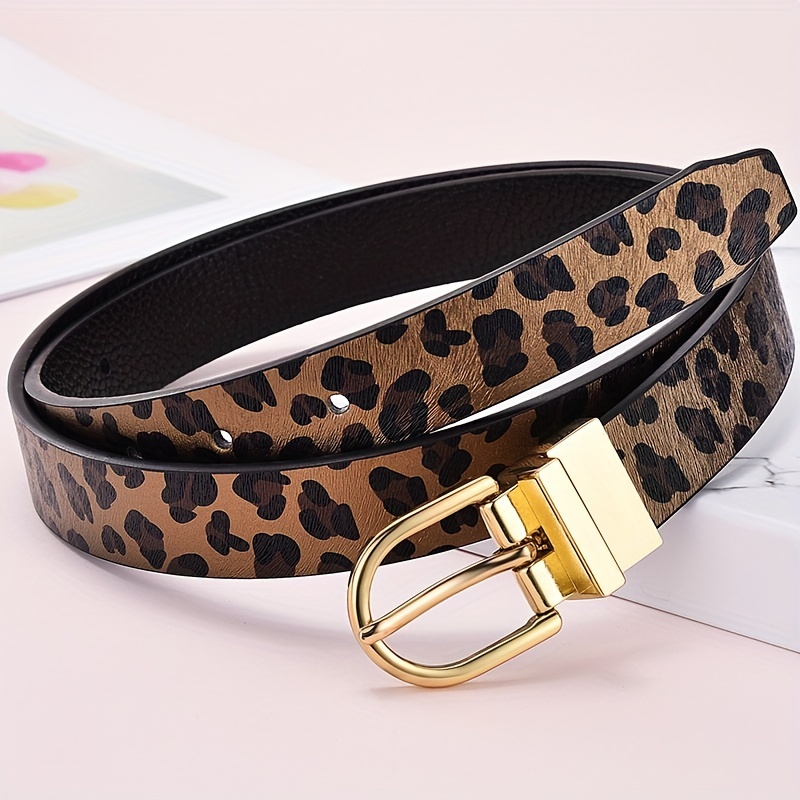 Vintage Leopard Print Pu Belt Oval Pin Buckle Animal Pattern Belt Trendy  Jeans Pants Belt For Women Men, High-quality & Affordable
