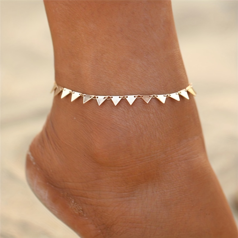 Capital Letter U-z Pendant Chain Anklet Summer Beach Boho Style