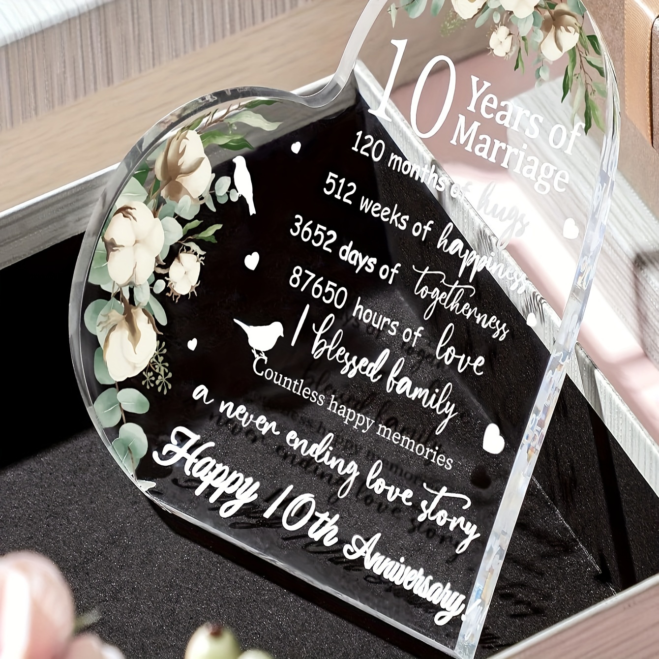  Wedding Gift for Her Years of Marriage Gift Happy Anniversary  Present for Woman Acrylic Heart Marriage Keepsake for Wife Husband  Girlfriend Boyfriend (Love Style) : Home & Kitchen
