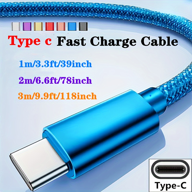 Cable USB Tipo C De Carga Rápida, Trenzado De Nylon, Para Teléfonos Móviles  Con Interfaz Tipo-C, Como Xiaomi, OPPO, Huawei, Oneplus, Bancos De Carga