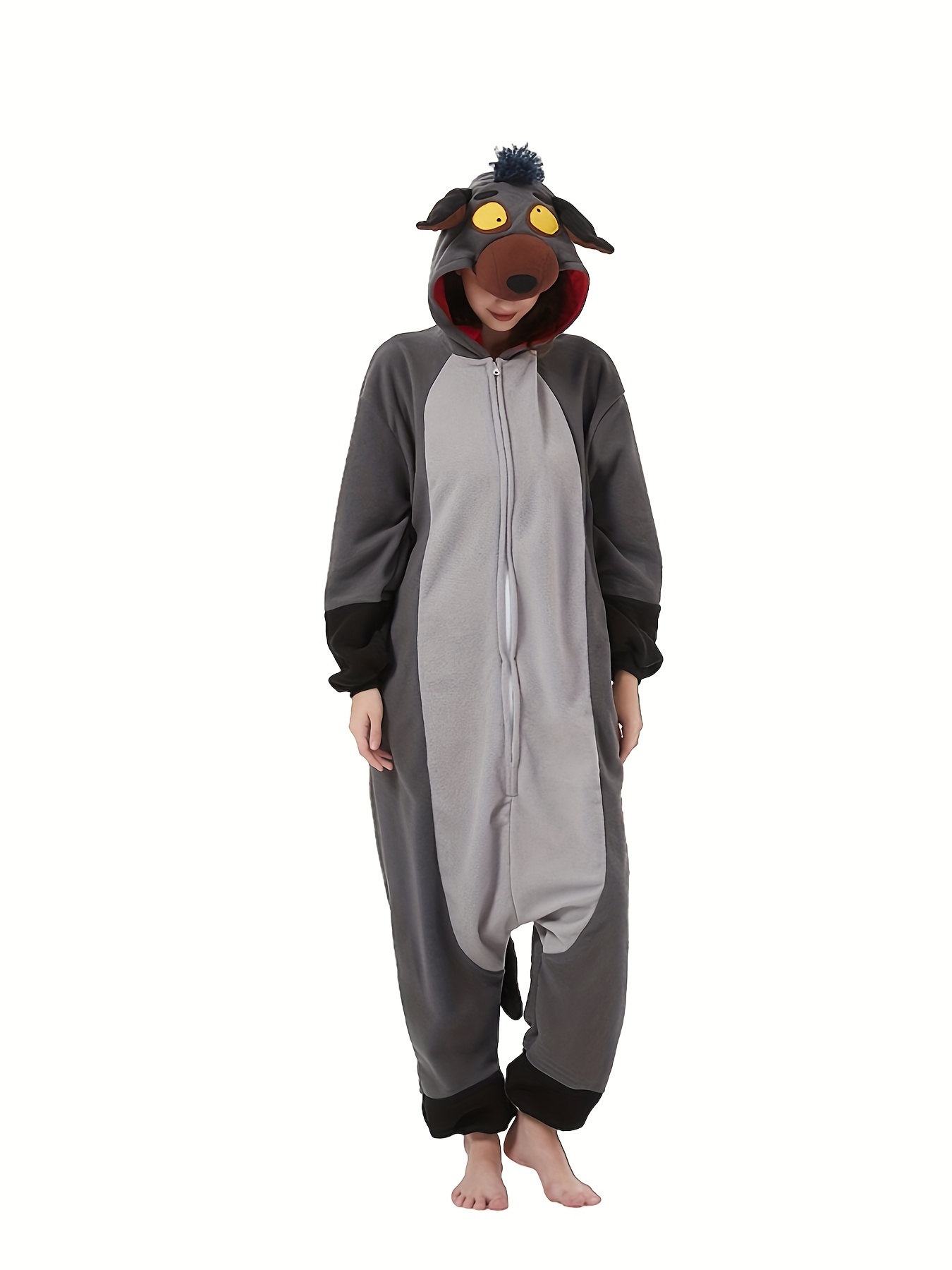 Mono con capucha de tiburón de dibujos animados para festival de música,  pijama peludo con cremallera de manga larga para Carnaval, ropa de dormir y  e
