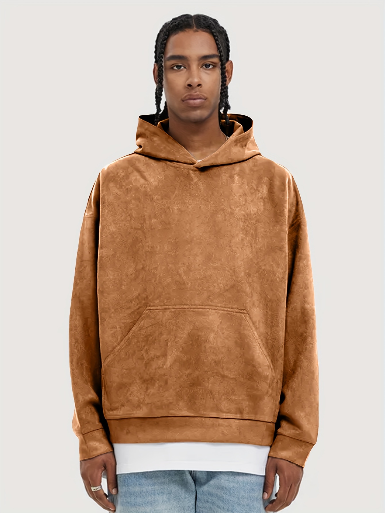 Suede best sale hoodie mens