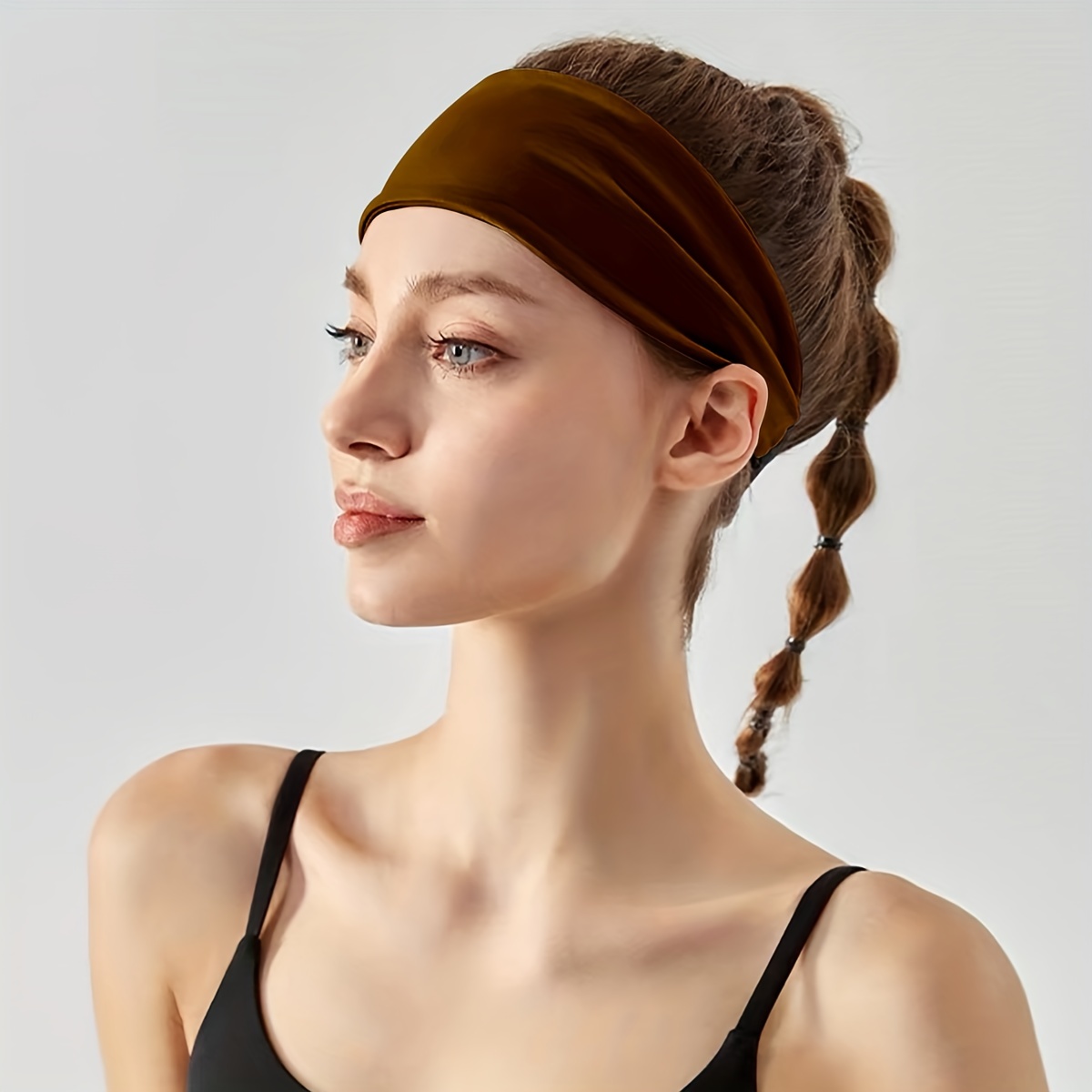 Solid Color Sweat Absorption Wide Yoga Sports Headband - Temu Canada