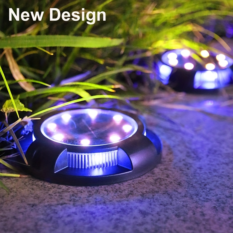 

4pcs New Design 4+8 Leds Fancy Solar Ground Light Outdoor, Solar Disk Light Buried Lamp Landscape Lights For Pathway Garden Lights