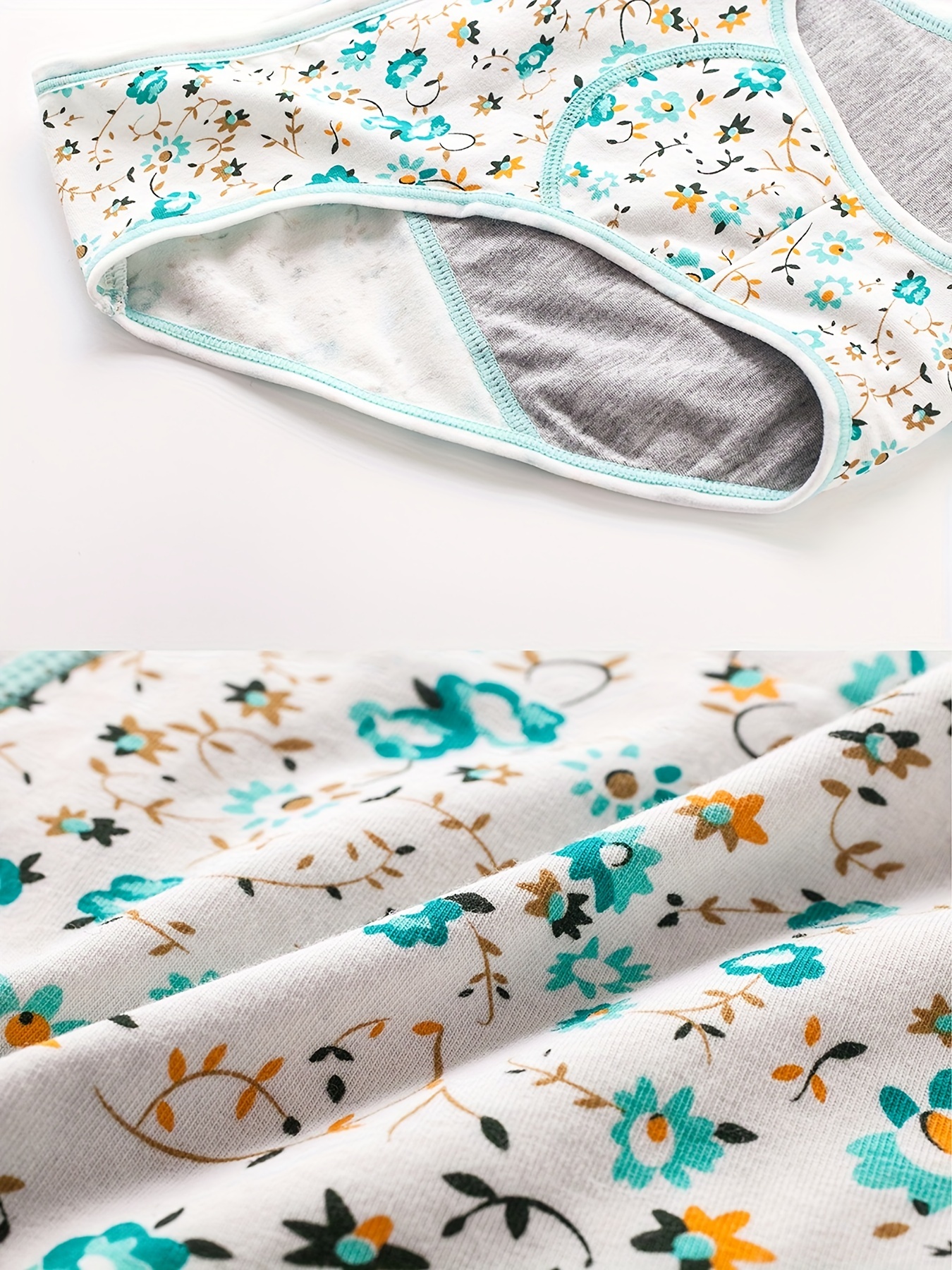 Flower Pattern Organic Cotton Period Underwear