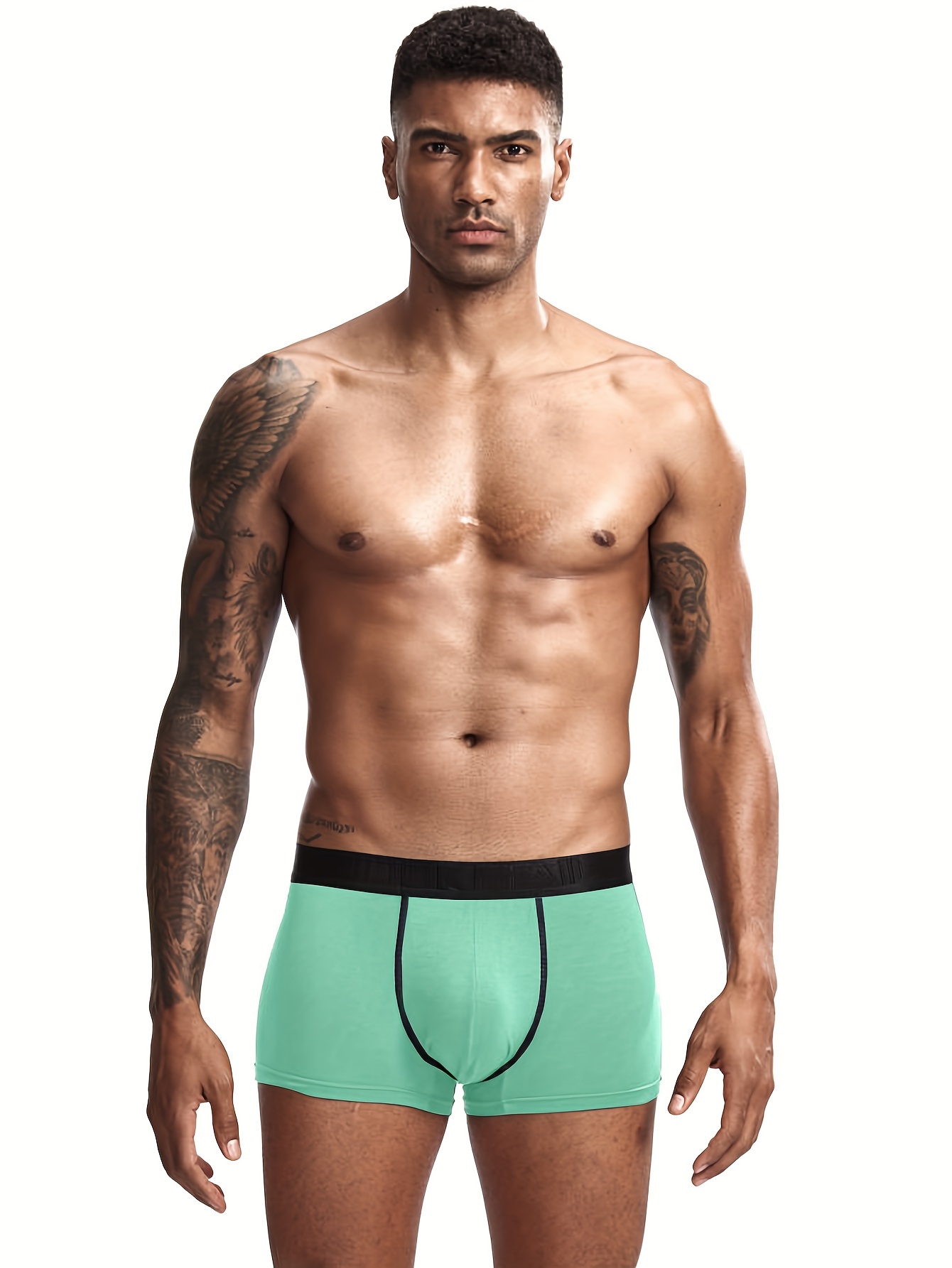 Mens Sexy Modal Boxer Briefs, Breathable Soft Underwear With U