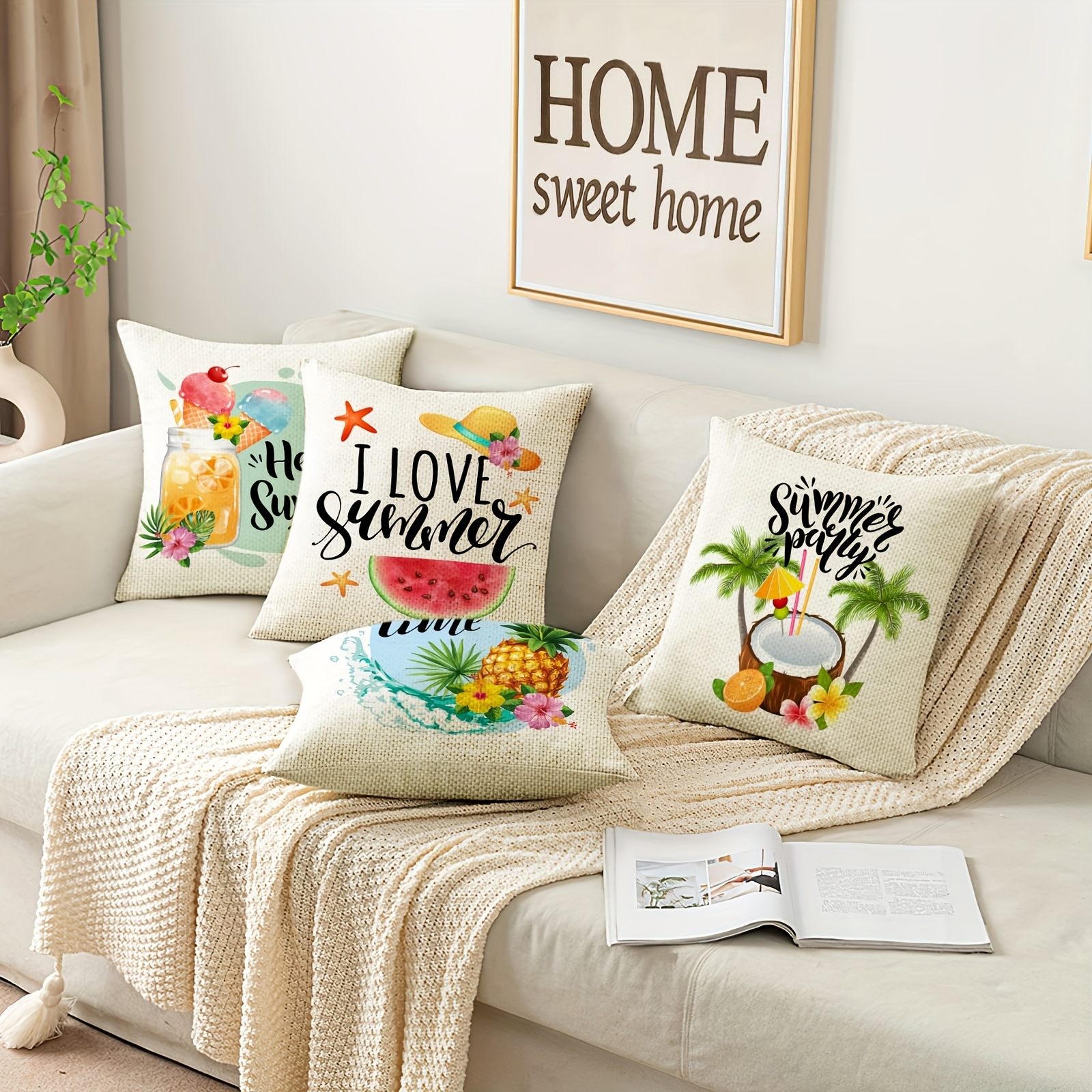 Summer Pillow Covers, Gnomes Popsicle Ice Cream Hello Sweet Summer