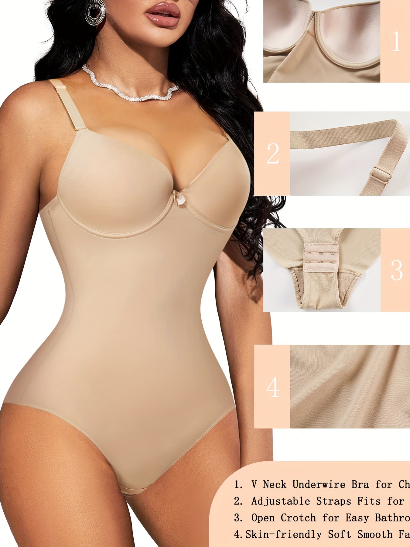 Ladies Full Control Body Shaper Underwired Bra Slimming Strapless Firm  Bodysuits