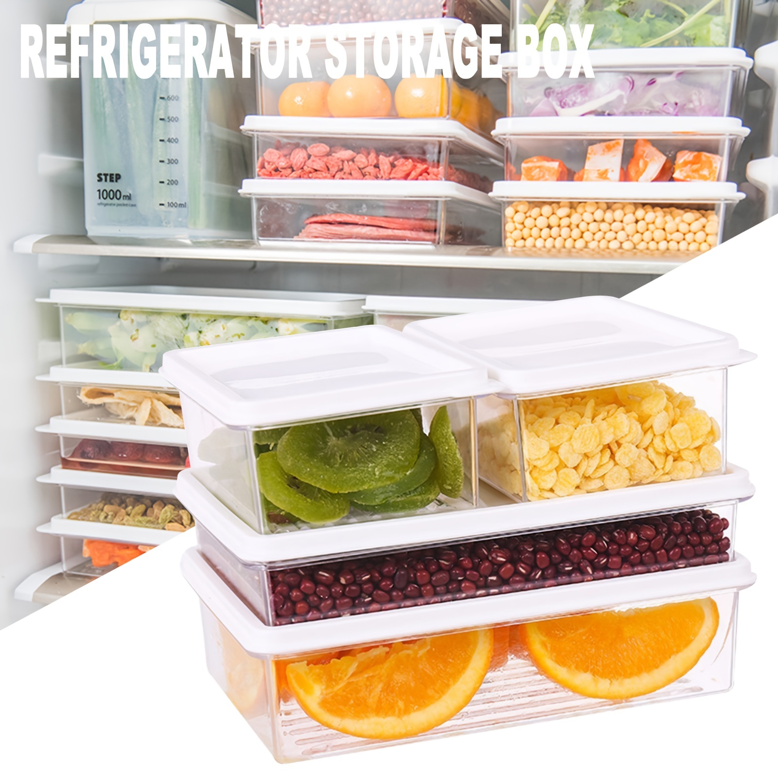 4pcs/set Refrigerator Storage Box, Frozen Crisper Drawer-Type Kitchen Food  Special Storage Box, Fruit Vegetable Crisper, Dumpling Meat Eggs Ginger Gar