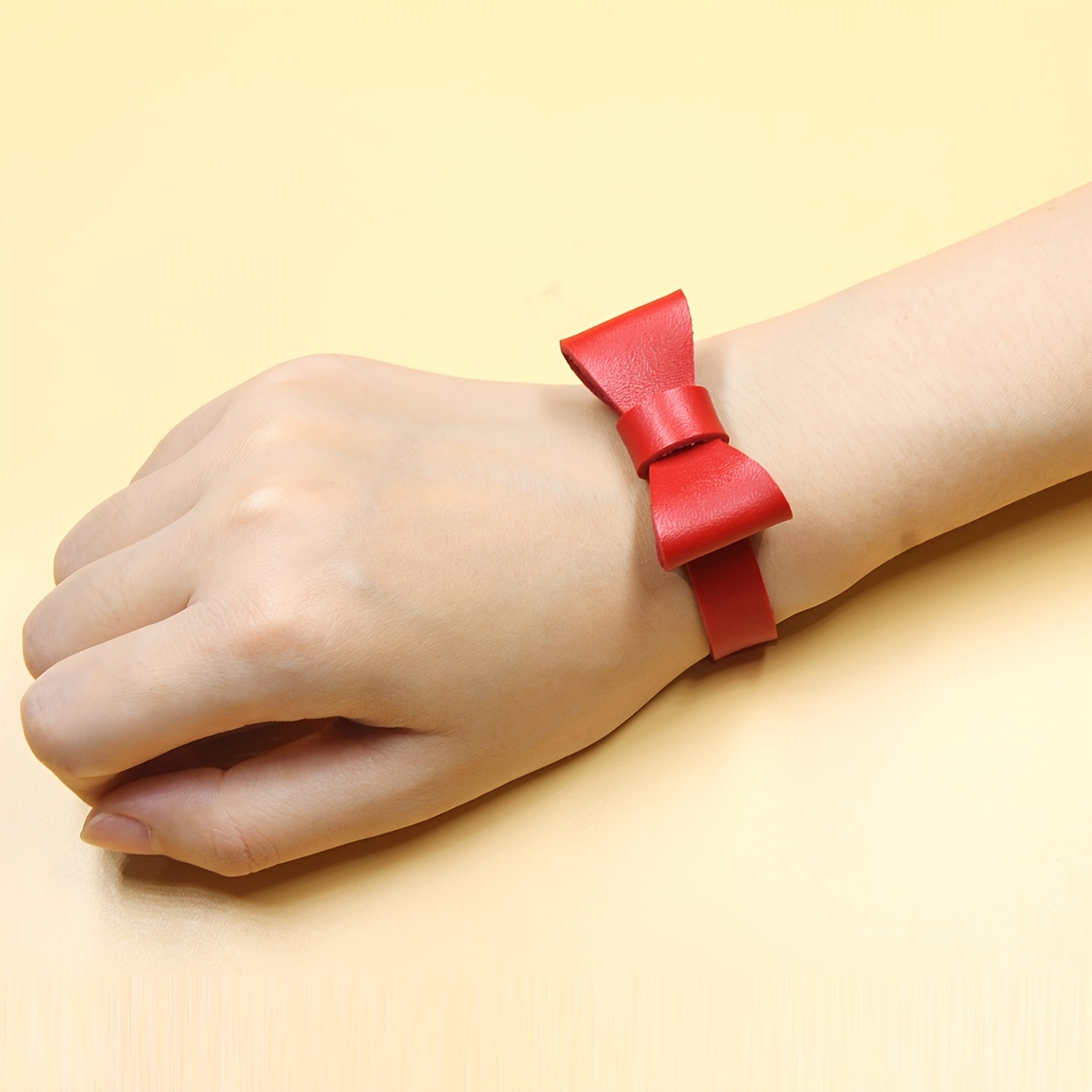 Women's Minimalist PU Leather Bracelet with Bowknot