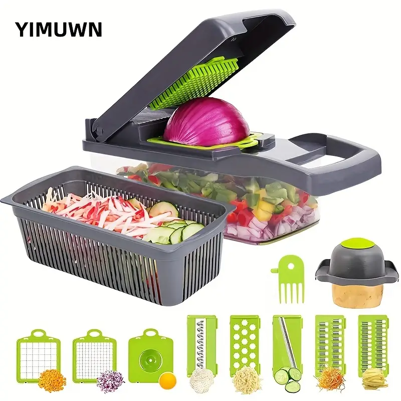 11 in 1 Vegetable Chopper And Slicer With Drain Basket - Temu