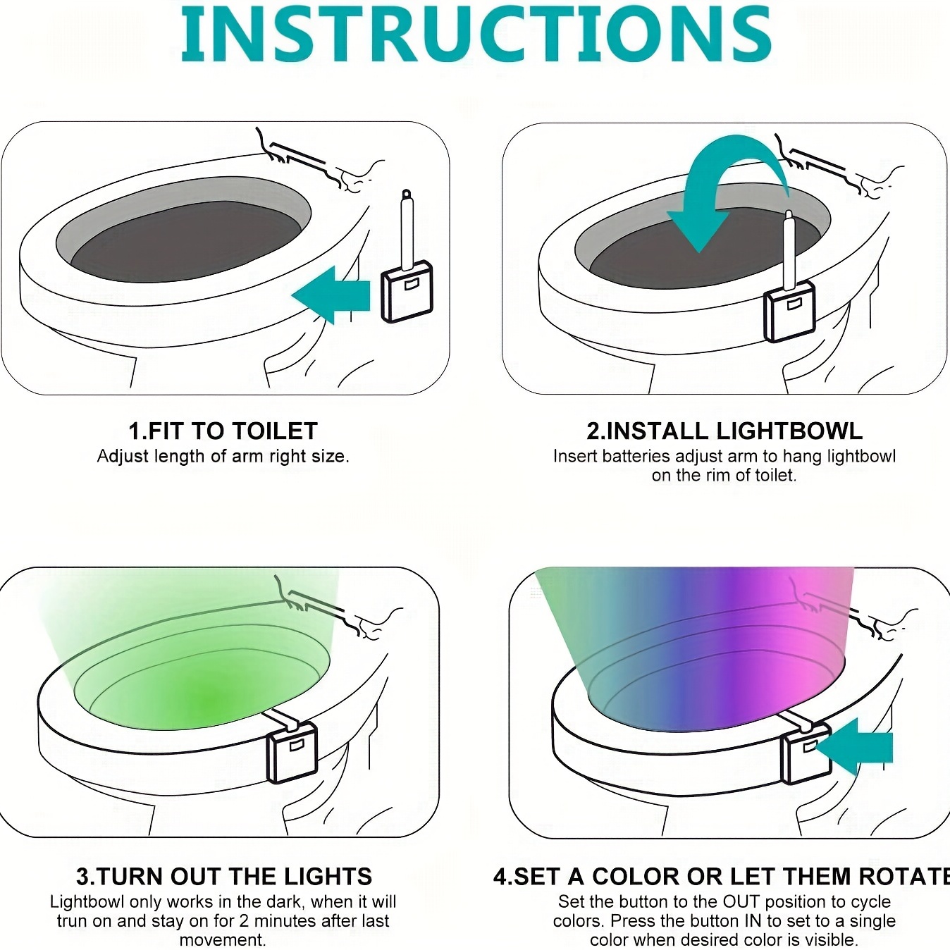 Toilet Night Light Motion Sensor Activated Led Lamp 8 Colors - Temu