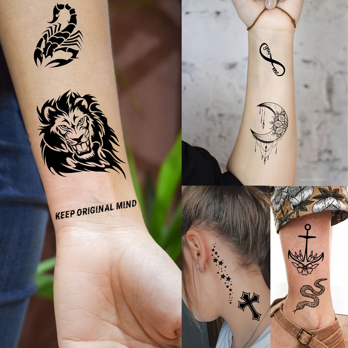 Tiny Small Temporary Tattoos For Adults Tribal Animals Butterfly Anchor  Compass Tattoo Stickers For Men Women, 3d Cute Flower Fake Face Tattoo Kits  Sets For Neck Arm Hands Temu