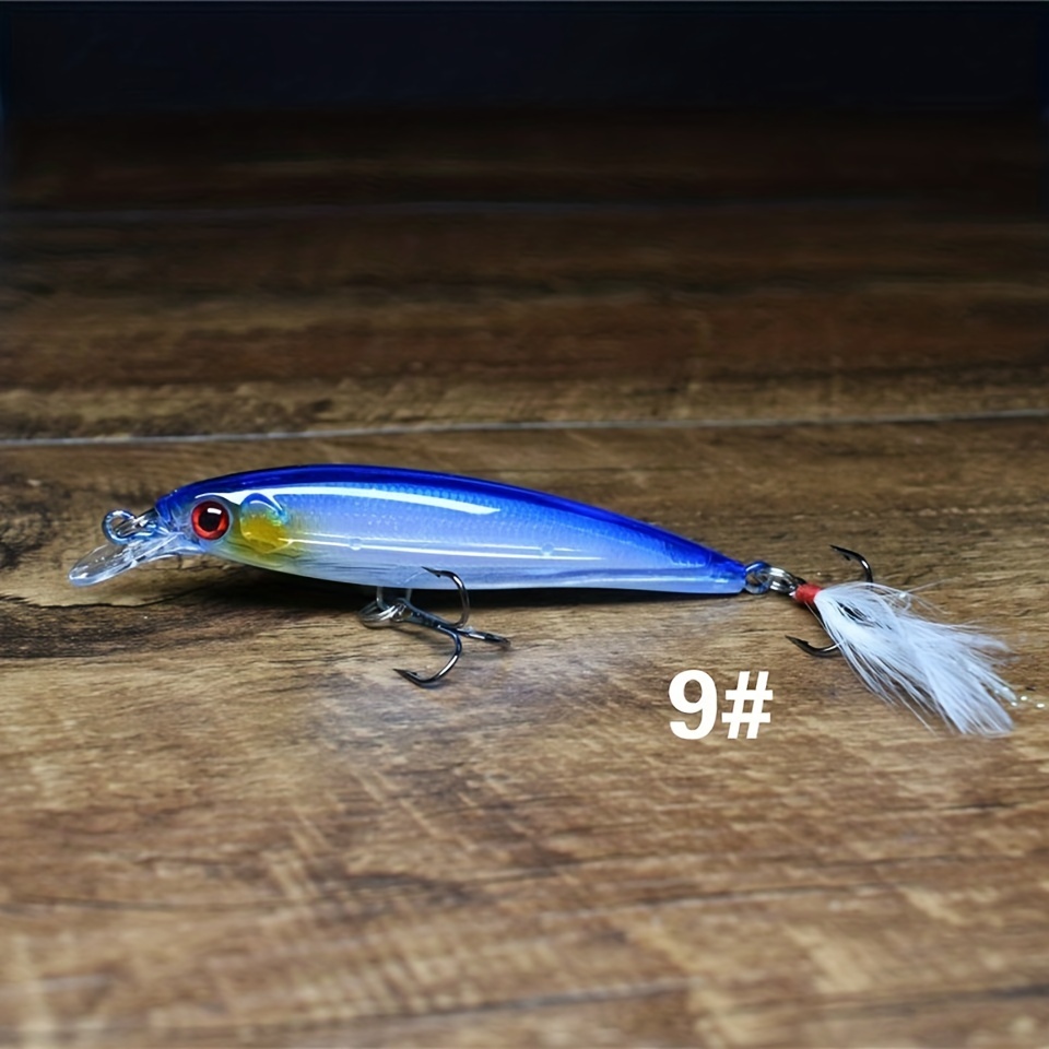 Fishing Bait 7.2g 9cm Minnow Fishing Lure Bionic 3D Eyes Laser Hard  Artificial Bait with Feather Fish Lures Sea Fishing Bait Fishing Hooks