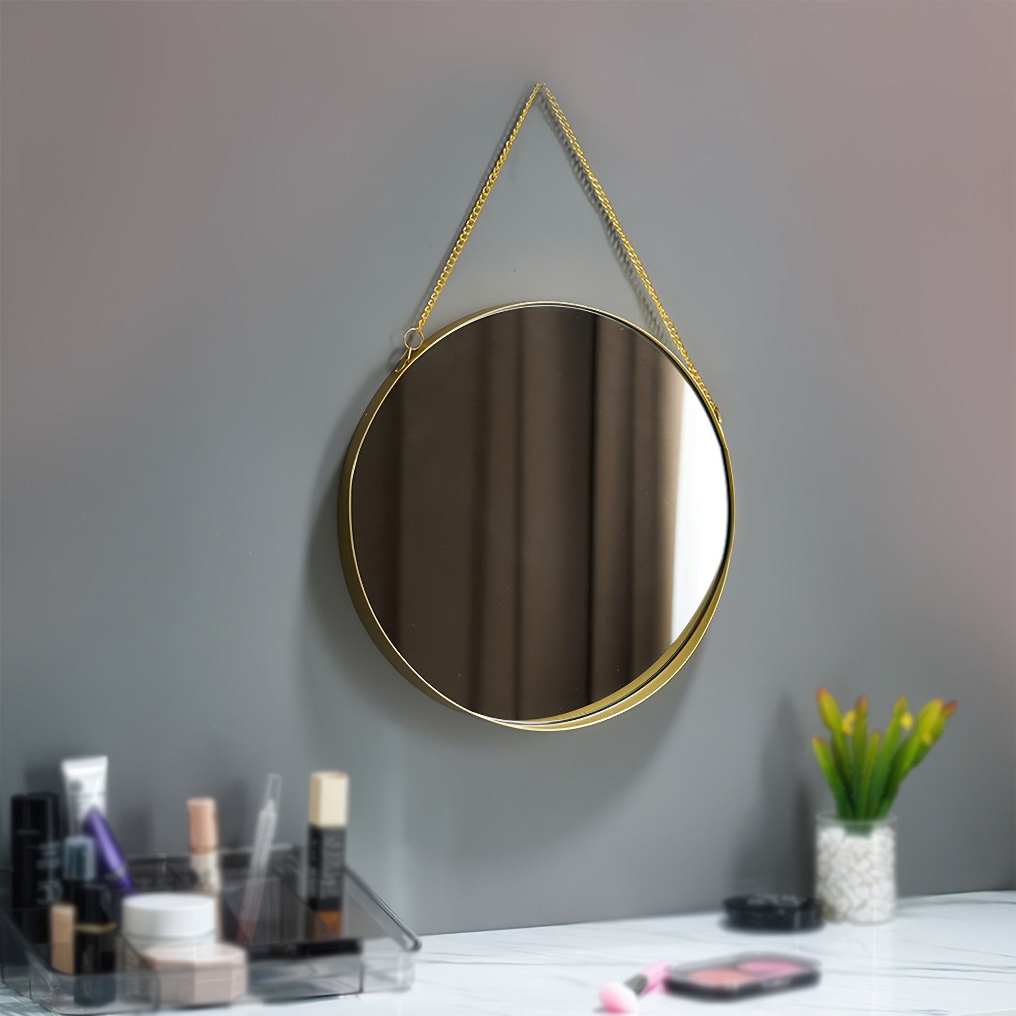 Espejo grande de manto dorado de 30 x 36 pulgadas, marco de metal, espejos  grandes para chimenea, espejo de tocador moderno para baño, arco de latón